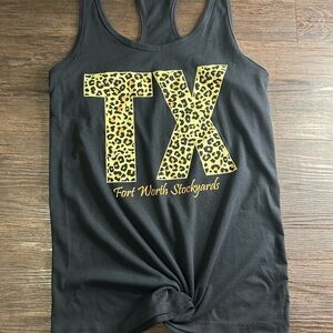 Black Leopard Print TX Tank Top